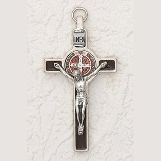 3 inch Enameled St Benedict Crucifix with Brown Enamel