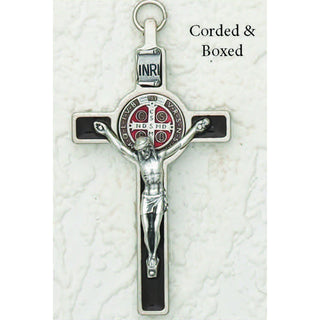 3 inch Enameled St Benedict Crucifix with Brown Enamel
