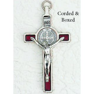 3 inch St Benedict Crucifix with Red Pearl Effect