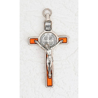 3 inch St Benedict Crucifix with Orange Pearl