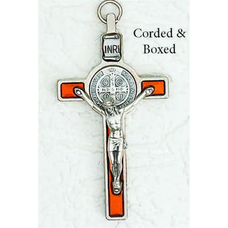 3 inch St Benedict Crucifix with Orange Pearl