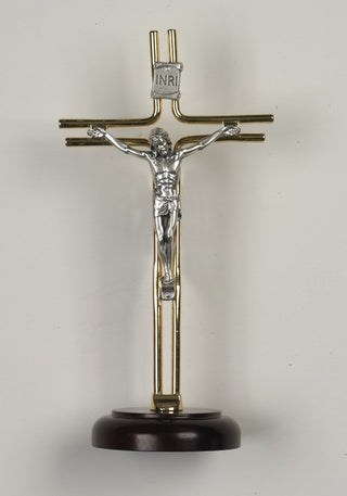 8 inch Gold and Silver on Wood Base Boxed