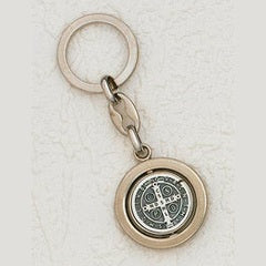6-Pack - 1-1/4" St Benedict Revolving Key Ring - SILVER