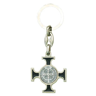 6-pack - Saint Benedict Enamel Key Ring - Black