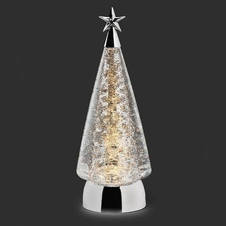 11-Inch Lighted Swirl Plated Tree Silver