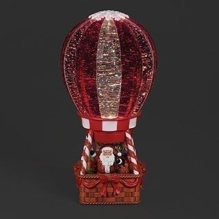 10-Inch Lighted Swirl Hot Air Balloon - Santa And Elf