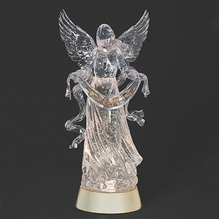 13.5-Inch Lighted Swirl Gloria Angel With Gold Base