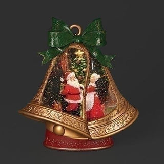 10-Inch Lighted Swirl Mr And Mrs Claus - Bell Shape