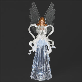 18-Inch Lighted Angel With Dove Feather Dress