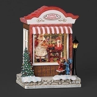 8-Inch Lighted Swirl Santas Work Shop