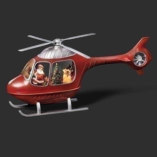 8-Inch Lighted Musical Helicopter With Santa And Reindeer - Swirl
