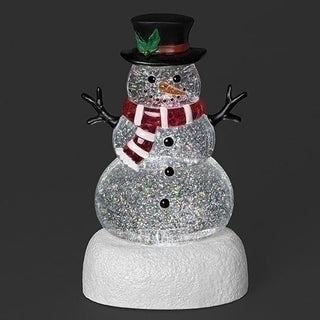 10.25-Inch Lighted Swirl Snowman Shape On Snow Base