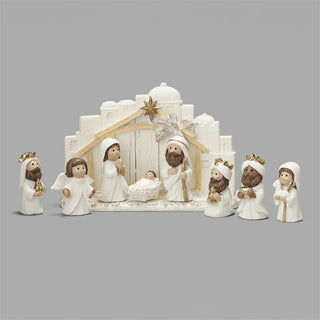3.5-Inch-9-Piece Set Kids Nativity All White Clothing