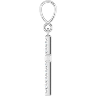 Sterling Silver 1/5 CTW Natural Diamond French-Set Cross Pendant