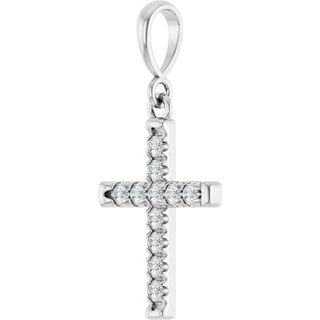 Sterling Silver 1/5 CTW Lab-Grown Diamond French-Set Cross Pendant