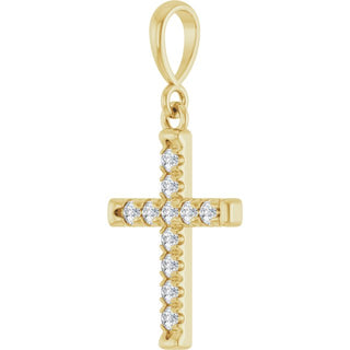 14K Yellow 1/5 CTW Natural Diamond French-Set Cross Pendant