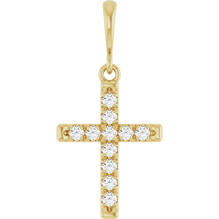 14K Yellow 1/5 CTW Lab-Grown Diamond French-Set Cross Pendant