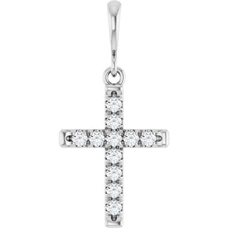 Sterling Silver 1/5 CTW Lab-Grown Diamond French-Set Cross Pendant