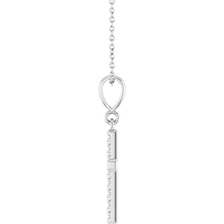 Sterling Silver 1/5 CTW Natural Diamond French-Set Cross 16-18" Necklace