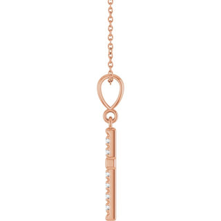 14K Rose 1/5 CTW Natural Diamond French-Set Cross 16-18" Necklace