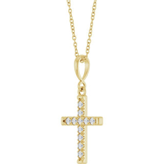 14K Yellow 1/5 CTW Lab-Grown Diamond French-Set Cross 16-18" Necklace