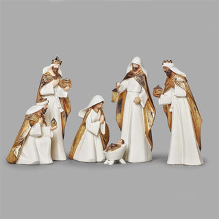 12-Inch 6-Piece St Nativity Gold & White - Modern Design