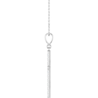 14K White 3/8 CTW Natural Diamond French-Set Cross 16-18" Necklace