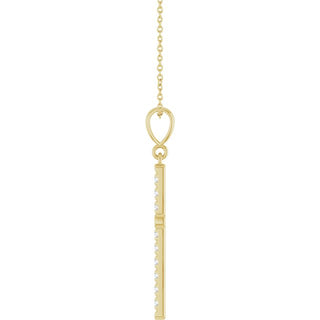 14K Yellow 3/8 CTW Lab-Grown Diamond French-Set Cross 16-18" Necklace