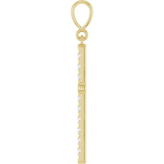 14K Yellow 3/8 CTW Natural Diamond French-Set Cross Pendant