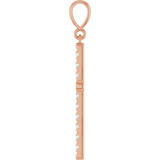 14K Rose 3/8 CTW Lab-Grown Diamond French-Set Cross Pendant