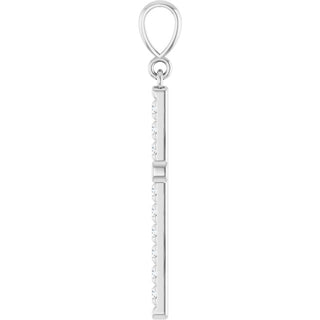 Sterling Silver 3/8 CTW Lab-Grown Diamond French-Set Cross Pendant