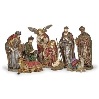 12-Inch 9-Piece Set Nativity Rust & Grey