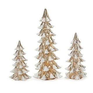 7-13-Inch 3-Piece Set Gold Trees Snowy Tips