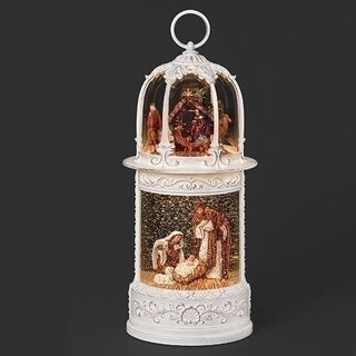 13.5-Inch Led Musical Swirl Epiphany Lantern With Holy Family - 3 Kings