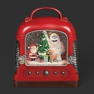 7.75-Inch Lighted Musical Swirl Radio Rudolph Around Tree Confetti