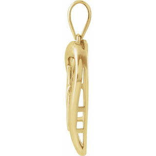 14K Yellow Cross & Heart Pendant