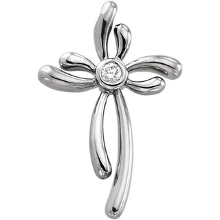 14K White 1/10 CTW Natural Diamond Cross Pendant