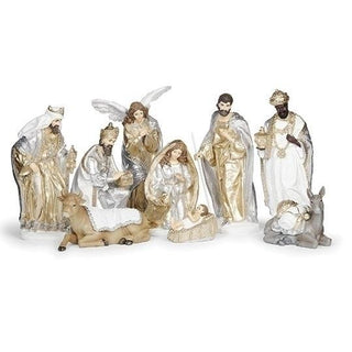 3-Inch-12-Inch 9-Piece Set Nativity Gold And Silver