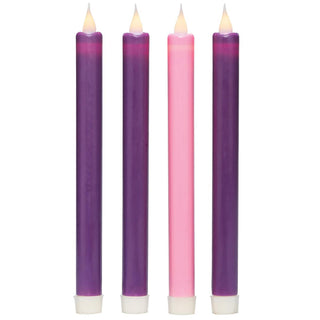 9-Inch 4-Piece Set Lighted Advent Flicker Flame Candles