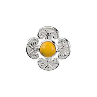 14K White Natural Citrine Maltese Cross Pendant 