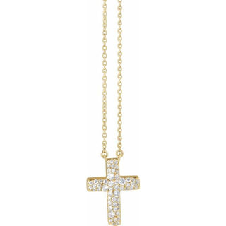 14K Yellow 3/8 CTW Lab-Grown Diamond Cross 18" Necklace