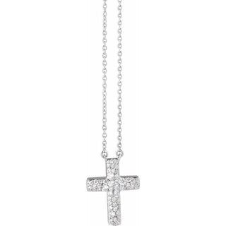 14K White 3/8 CTW Natural Diamond Cross 18" Necklace