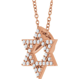 14K Rose 1/6 CTW Natural Diamond Star of David 16-18" Necklace