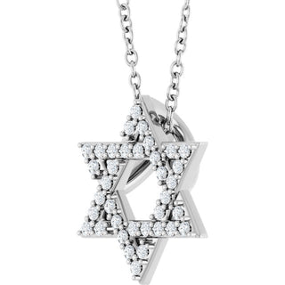 14K White 1/6 CTW Natural Diamond Star of David 16-18" Necklace