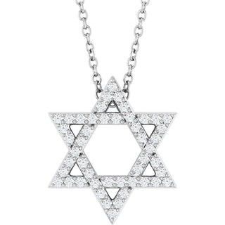 14K White 1/5 CTW Natural Diamond Star of David 16-18" Necklace