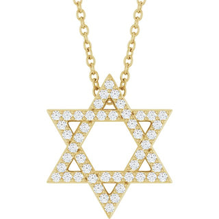 14K Yellow 1/5 CTW Natural Diamond Star of David 16-18" Necklace