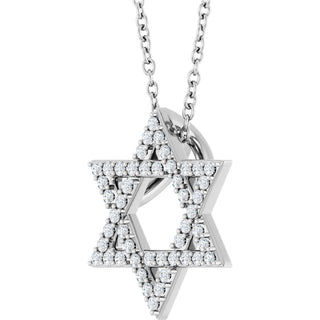 14K White 1/5 CTW Natural Diamond Star of David 16-18" Necklace