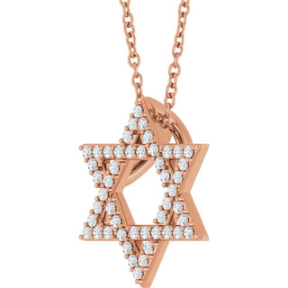 14K Rose 1/5 CTW Natural Diamond Star of David 16-18" Necklace