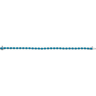 14K White Natural Turquoise Line 7" Bracelet
