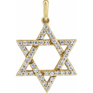 14K Yellow 3/8 CTW Natural Diamond Star of David Pendant
